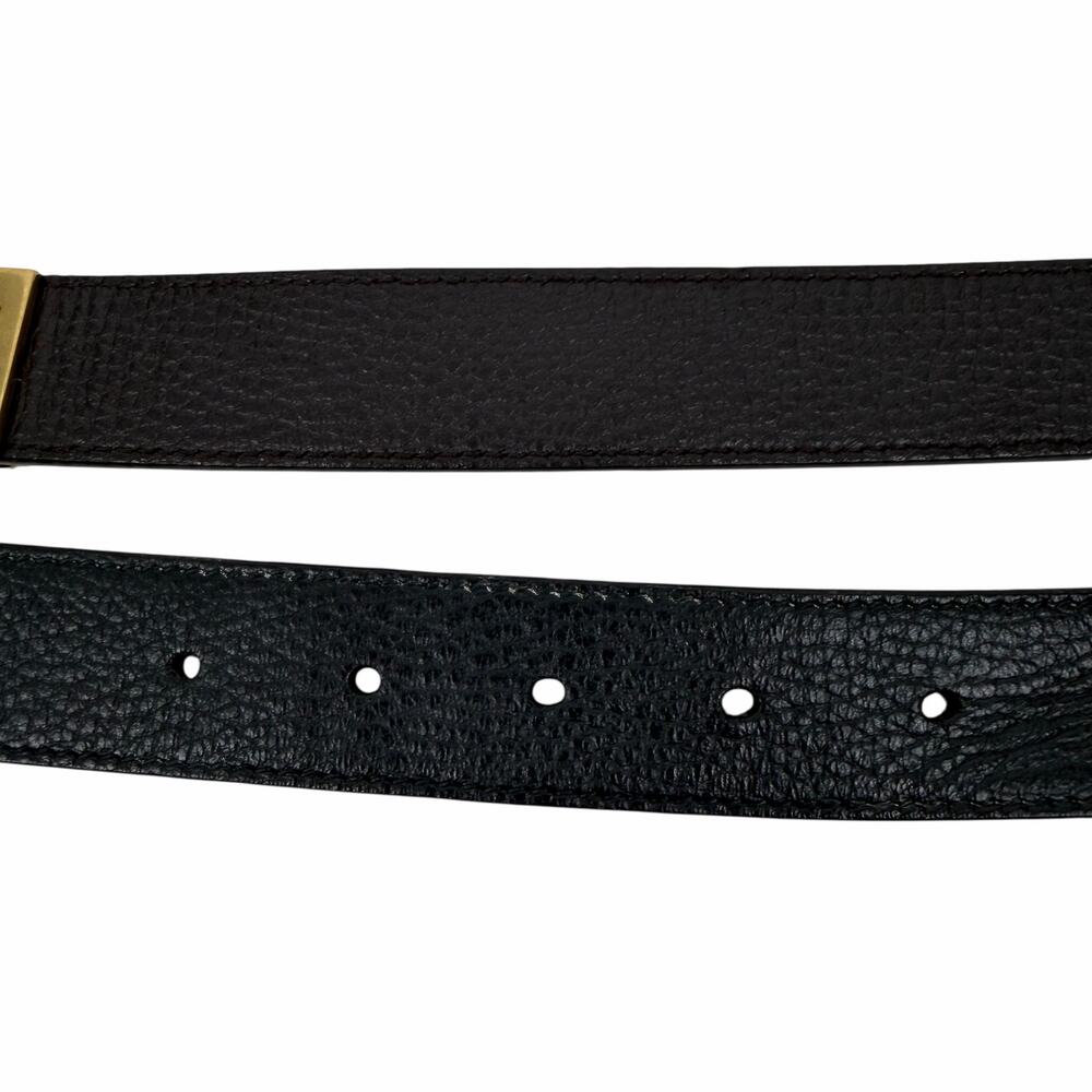 Gucci Double GG Reversible Leather Belt Black Brown Gold Buckle Size 120/ 48 - Picture 9 of 13